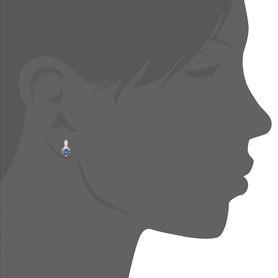 9ct Yellow Gold 0.8ct Created Tanzanite and 0.05ct Diamond Earrings