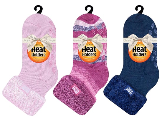 Womens Fluffy Slipper Bed Socks with Grips | Heat Holders | 3 Pair Multipack | Ladies Warm Fleece Lined Non Slip Socks | Regalos de invierno para ella - Pack 3 - Image 2