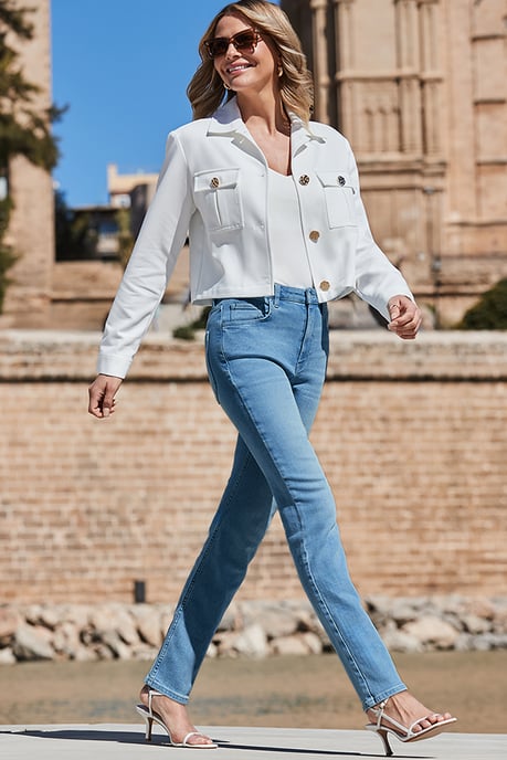 Ivory Tailored Jacket With Gold Button Detail