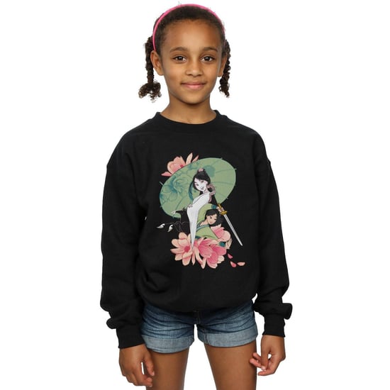 Disney Girls Mulan Magnolia Collage Sweatshirt (Black)