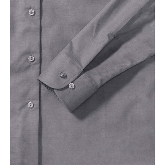 Russell Collection Ladies/Womens Long Sleeve Easy Care Oxford Shirt (Silver) - Image 4