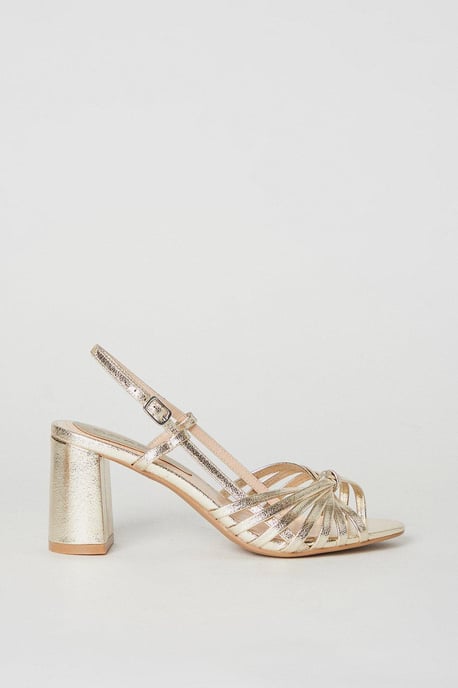Trixie Lattice Detail Slingback High Block Heeled Sandals