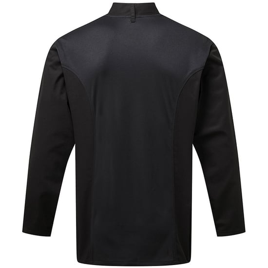 Premier Mens Coolchecker Long-Sleeved Chef Jacket (Black) - Image 2