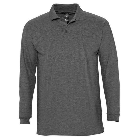 SOLS Unisex Adult Winter II Melange Long-Sleeved Polo Shirt (Charcoal Melange) - Image 1