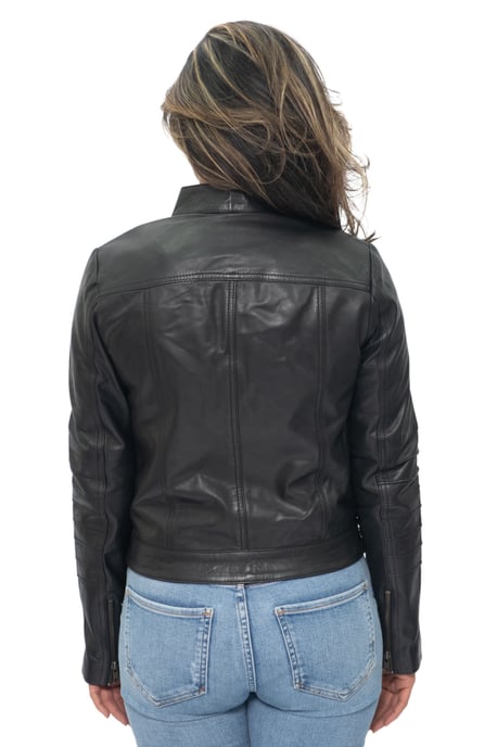 Womens Leather Biker Jacket-Konya
