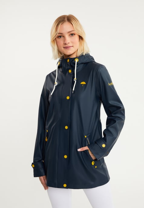 Schmuddelwedda rain jacket women navy grey melange - Image 3