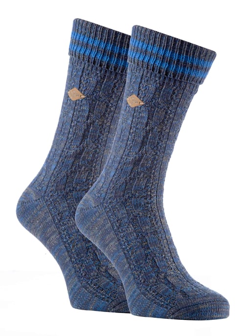 Paquete de 2 calcetines de algodón de punto por cable para hombre con parte superior vuelta - Image 1