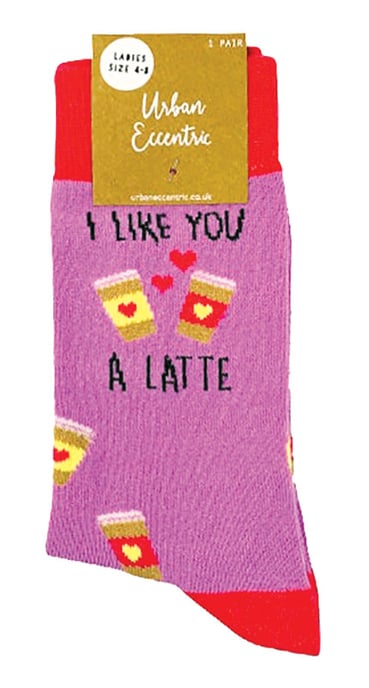 Urban Eccentric - 'I Like You A Latte' Divertido Regalo Novedoso | Calcetines para Hombre y Mujer - I Like You A Latte - Image 2