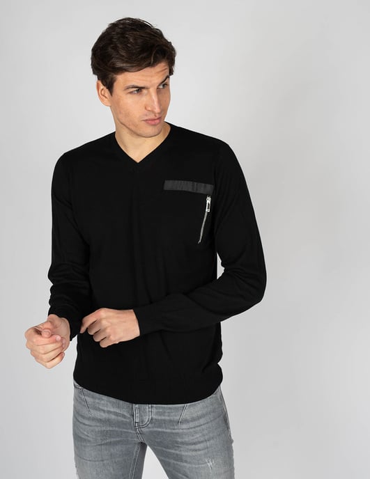 Les Hommes Suéter V-neck del hombre negro - Image 3