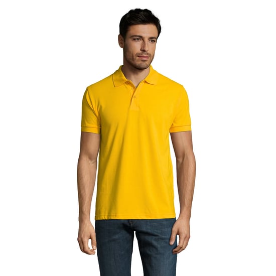 SOLs Mens Prime Pique Plain Short Sleeve Polo Shirt (Gold) - Image 4