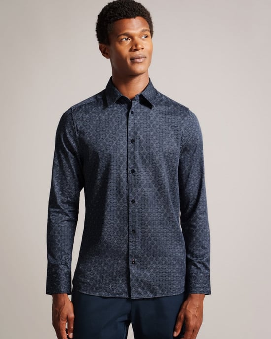 Ted Baker Pavia Mens Long Sleeve Geometric Star Print Shirt