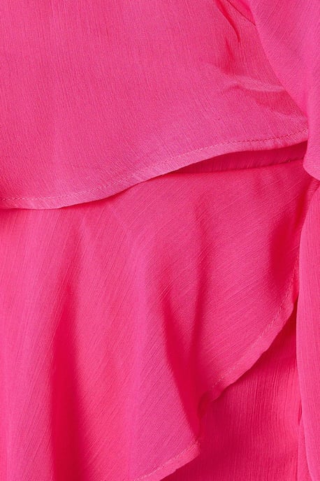 Wrap Detail Side Tie Chiffon Midi Dress
