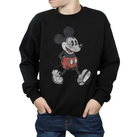 Disney Boys Walking Mickey Mouse Cotton Sweatshirt (Black)