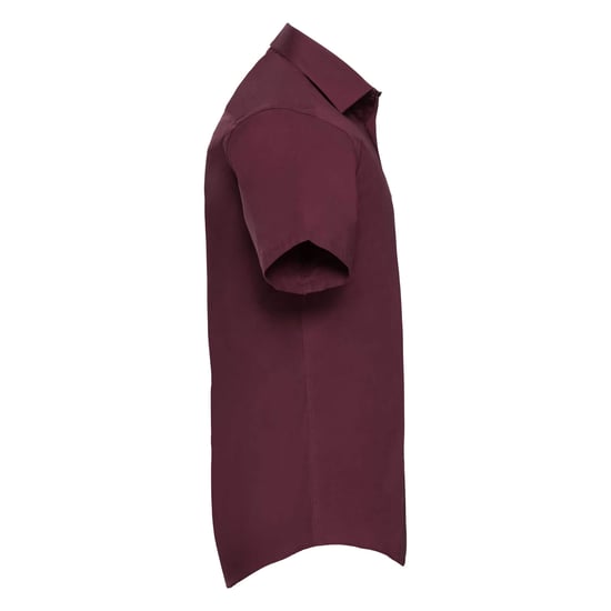 Russell Collection Mens Short Sleeve Easy Care Fitted Shirt (Port)