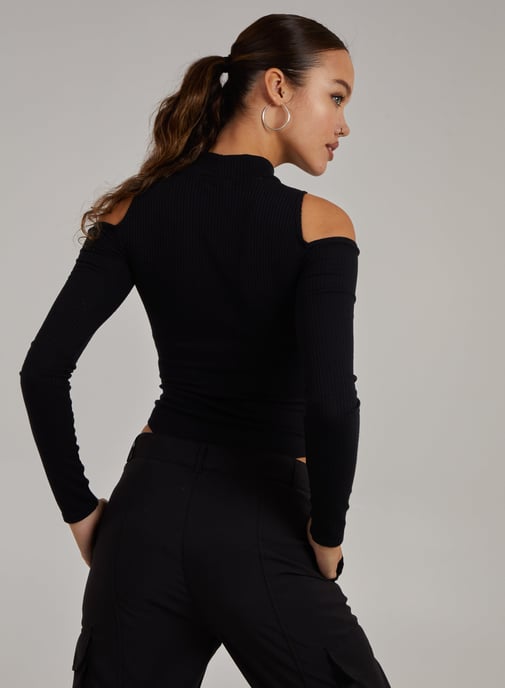 Cold Shoulder Ribbed Body
