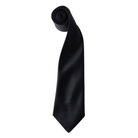 Premier Mens Plain Satin Tie (Narrow Blade) (Black) - Image 1