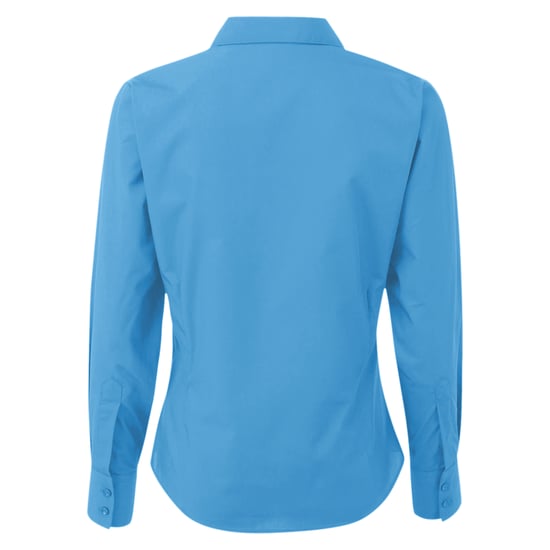 Premier Womens/Ladies Poplin Long-Sleeved Blouse (Sapphire) - Image 2