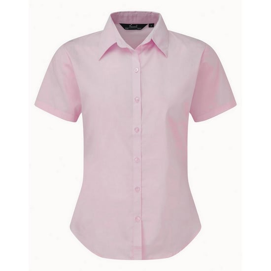 Premier Short Sleeve Poplin Blouse / Plain Work Shirt (Pink) - Image 1