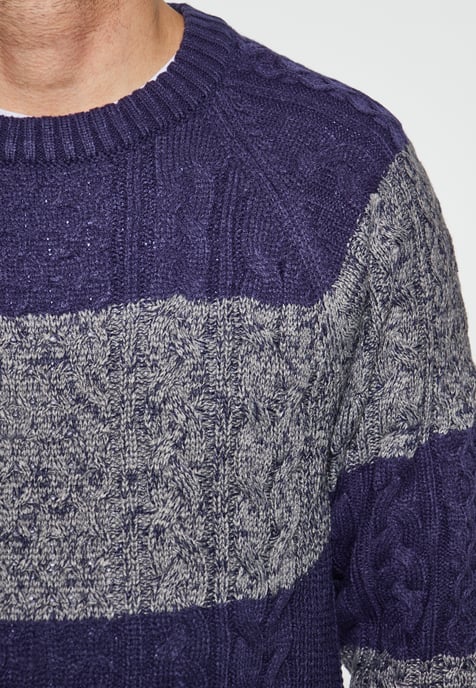 Mo Knitted pullover Men navy grey melange - Image 3