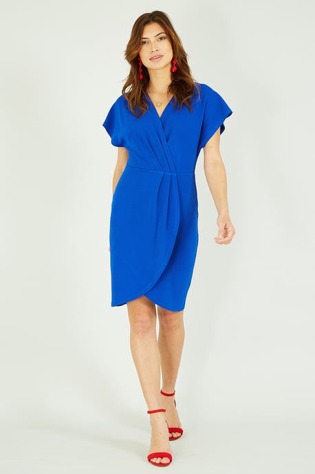 Mela Blue Wrap Front Dress