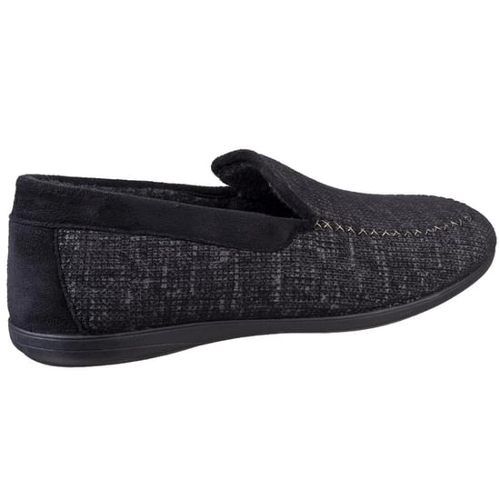 Cotswold Mens Stanley Moc Toe Full Slipper (Black)