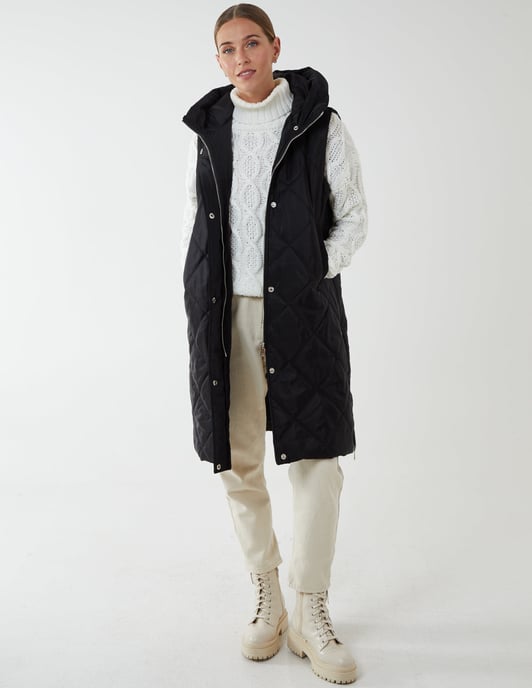 Diamond Quilted Longline Vest Gilet