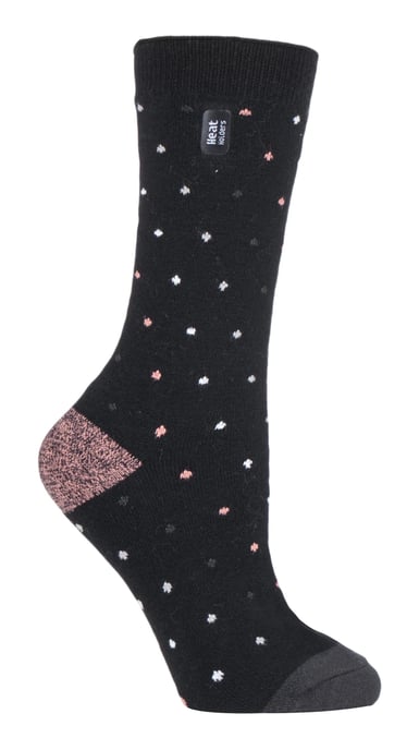 Heat Holders - Calcetines térmicos de mujer Ultra Lite con diseño de hilo interior cepillado - Black Spots (Berry) - Image 1