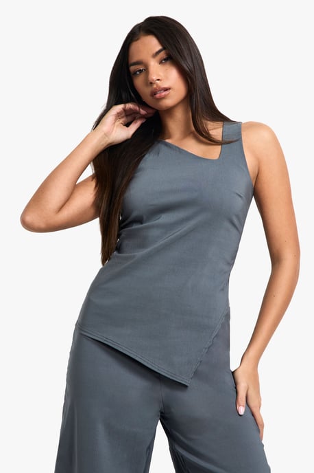 Super Stretch Asymmetric Longline Top & Wide Leg Trousers