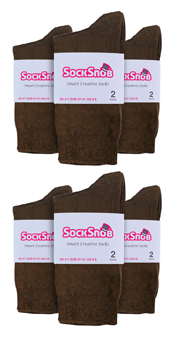 Calcetines de algodón lisos para mujer | Paquete múltiple de 12 pares | Sock Snob | Calcetines de tobillo cómodos, delgados y coloridos para damas - Marrón claro - Image 2