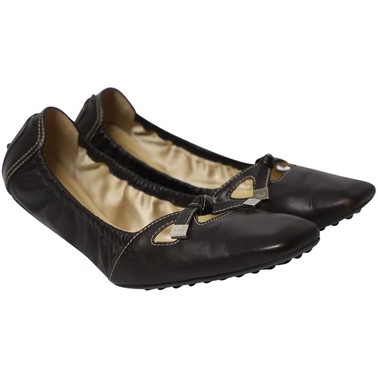 Tod's Bow Scrunch Ballet Flats in Black Leather - Image 3