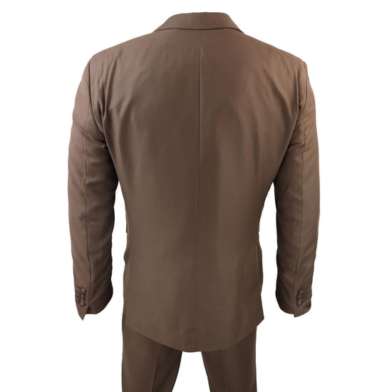 Traje clásico de 3 piezas IM1 para hombre, color marrón liso - Image 6