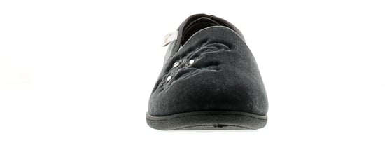 Womens Velour Upper Full Slipper With Soft Satin Lining Emroidered Flower Detail To The Vamp Textile