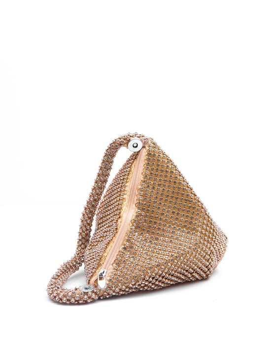 Where's That From Womens Diamante Mini Chainmail Pouch Bag In Rose Gold