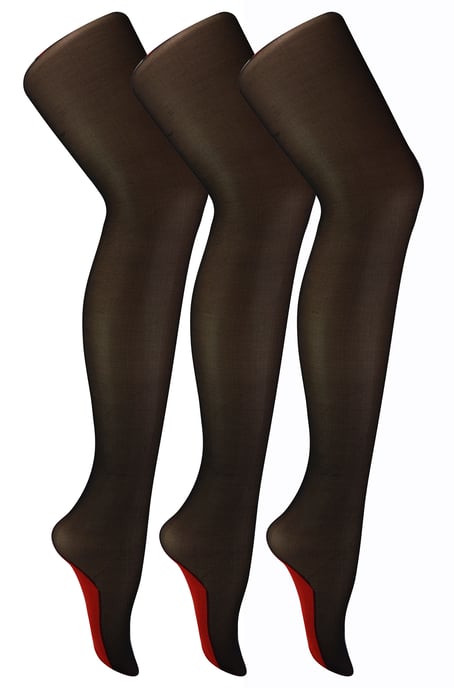 Sock Snob - Mallas con Costura Vintage para Mujer | Multipack de 3 Pares | Mallas Ultra Brillantes hasta la Rodilla de 40 Denier con Línea en la Espalda - Negro / Rojo - Image 1