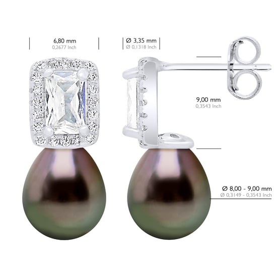 Hanging Earrings Real Cultured Tahiti Pearls 8-9 mm - Image 2