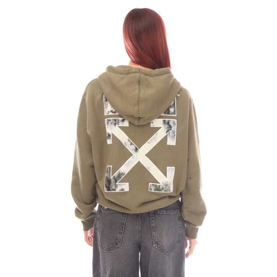 Off-White Flock Chine Flower Arrow sudadera con capucha verde militar - Image 2