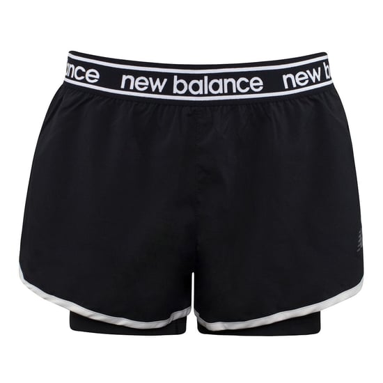 New Balance  Logo Black Stretch Waist Womens Relentless 2in1 Shorts WS01177 BK