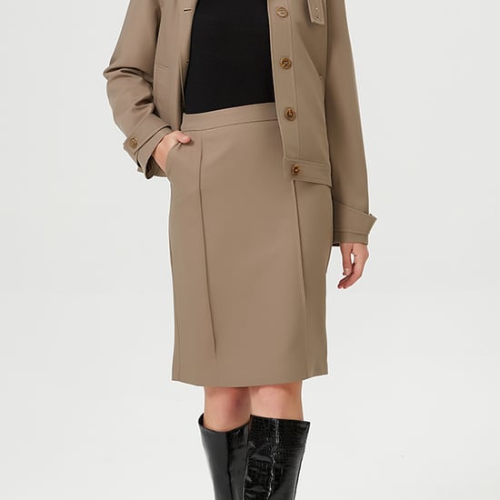 Straight skirt with stitched folds - Image 1