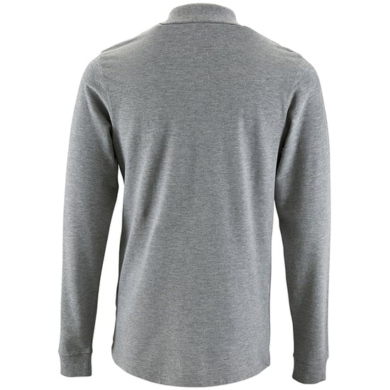 SOLS Mens Perfect Long Sleeve Pique Polo Shirt (Grey Marl) - Image 2