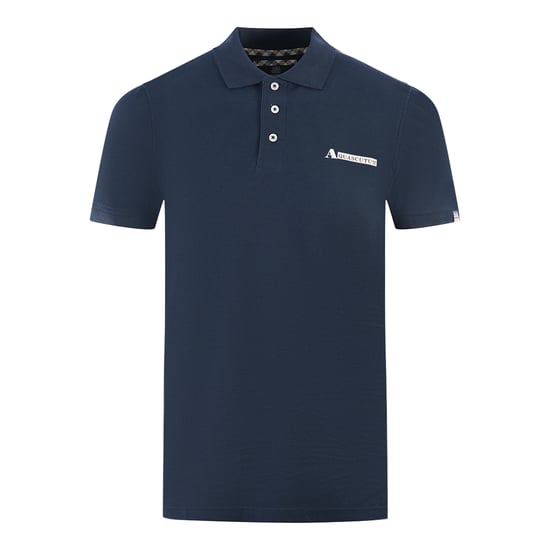 Polo azul marino con logo en caja de Aquascutum - Image 1