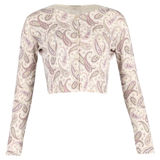 Etro Cropped Paisley Cardigan in Beige Wool - Image 1