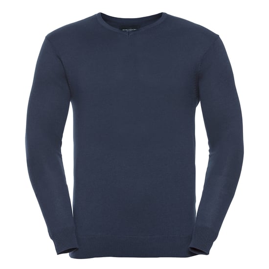 Russell Collection Mens Knitted V Neck Sweatshirt (French Navy) - Image 1