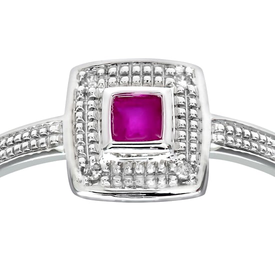 Ladies 9ct White Gold Diamond and Ruby Cluster Ring