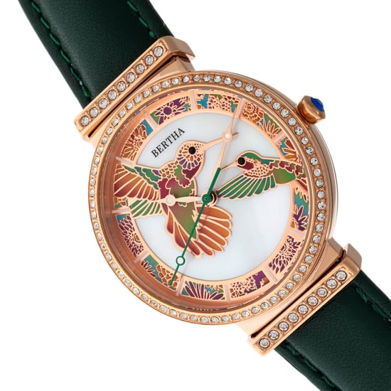 Reloj de banda de cuero Bertha Emily con nácar - Image 3