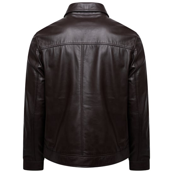 Barneys Originals Brown Leather Harrington