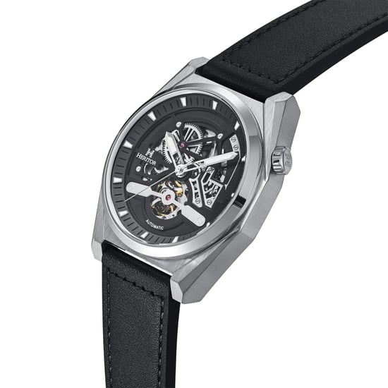 Heritor Automatic Amadeus Semi-Skeleton Leather-Band Watch