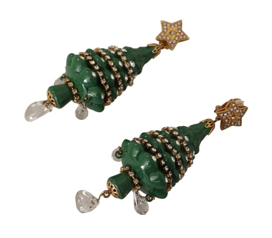 Pendientes de Clip de Bronce con Cristales de Árbol de Navidad en Dorado para Mujer de Dolce & Gabbana - Image 3