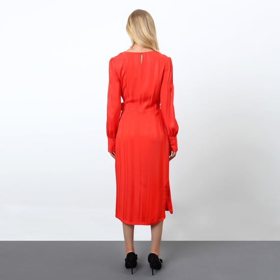 Draped dress with long sleeves and string on side - Image 3