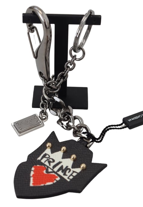 Llavero para hombre Dolce & Gabbana Black Prince Studs Logo de latón plateado - Image 1