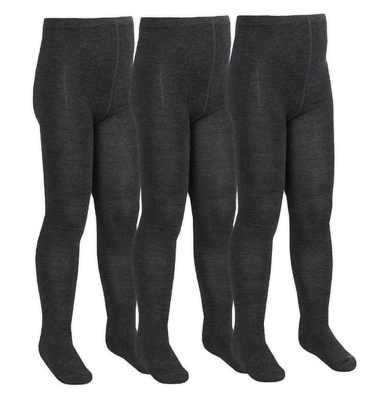 Paquete múltiple de 3 pares de medias escolares de bambú para niñas en negro, gris, blanco y azul marino - Gris - Image 1